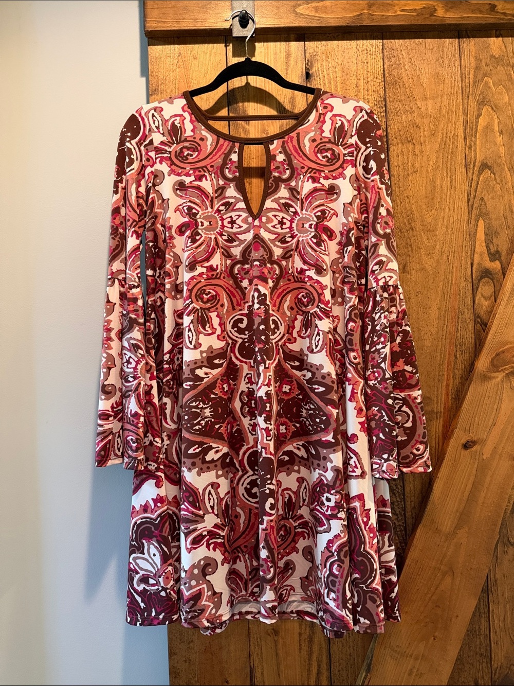 Haani Pink Brown Paisley Print Women’s Tunic Dress